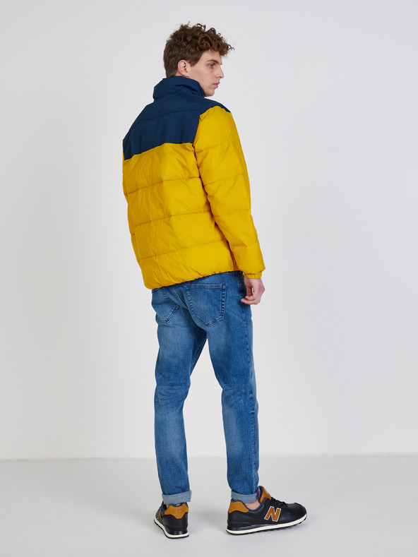 Quiksilver Modro-žltá pánska prešívaná zimná bunda Quiksilver Wolf Shoulder