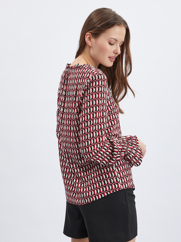 Orsay Bielo-červená dámska vzorovaná blúzka ORSAY