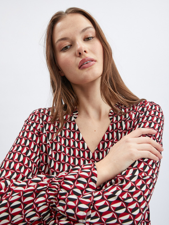 Orsay Bielo-červená dámska vzorovaná blúzka ORSAY