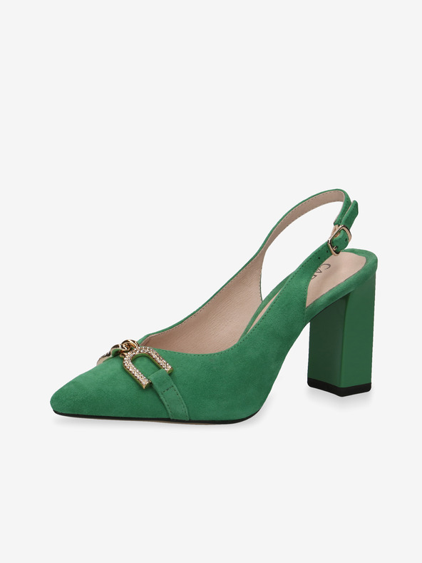 Caprice Zelené dámske semišové lodičky Caprice