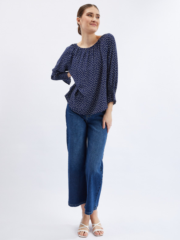 Orsay Tmavomodrá dámska bodkovaná blúzka ORSAY