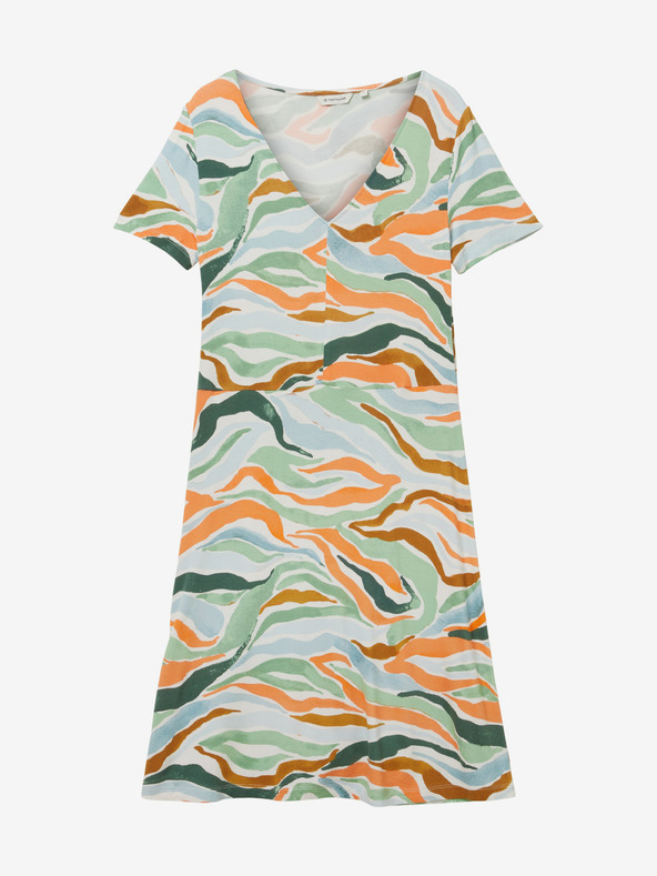 Tom Tailor Oranžovo-zelené dámske vzorované šaty Tom Tailor