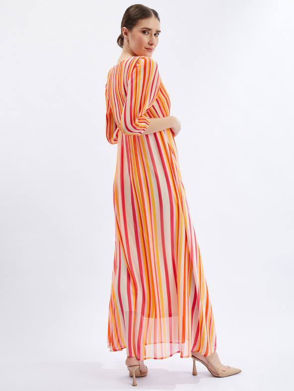 Orsay Ružovo-oranžové dámske pruhované maxi šaty ORSAY
