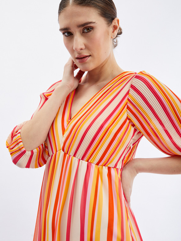 Orsay Ružovo-oranžové dámske pruhované maxi šaty ORSAY