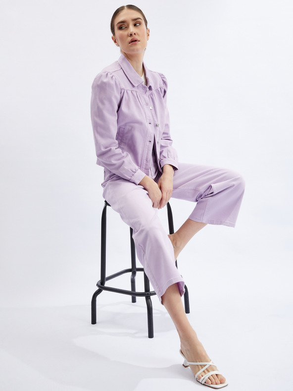 Orsay Svetlo fialová dámska džínsová bunda s nariasenými rukávmi ORSAY