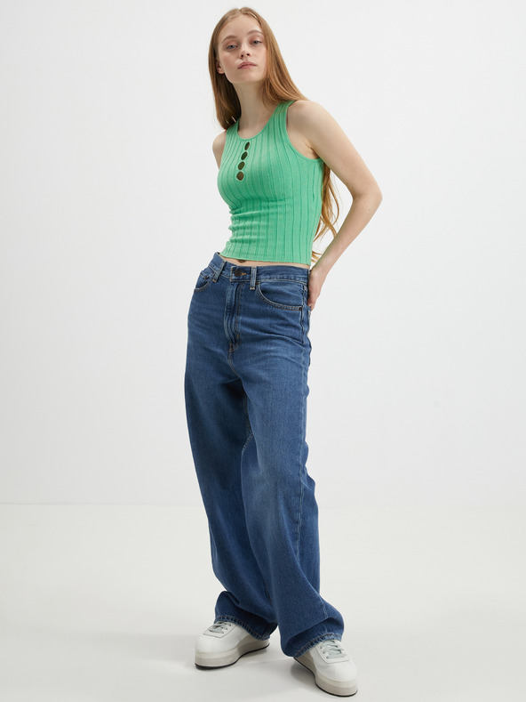 Noisy May Svetlozelené crop top tielko Noisy May Frey