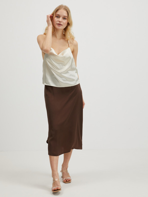 Vila VILA Krémový dámsky saténový top