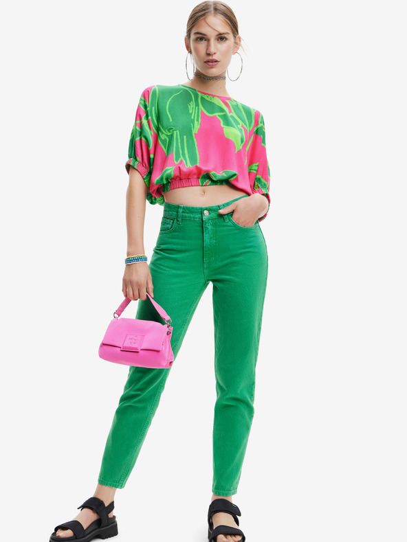 Desigual Zelené dámske džínsy rovného strihu Desigual Navel
