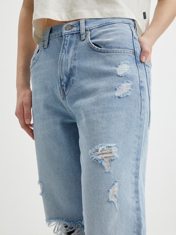 ONLY Svetlomodré dámske džínsy rovného strihu s roztrhaným efektom ONLY Dean