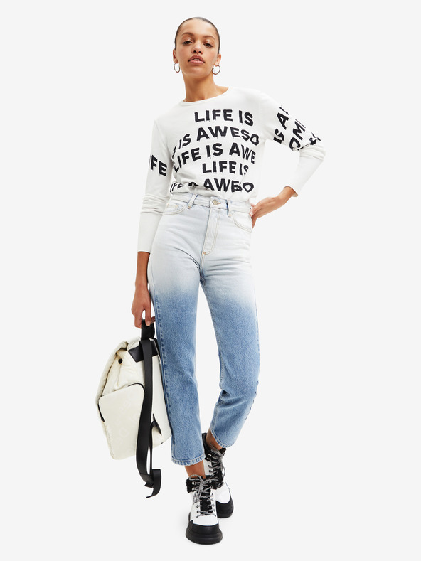 Desigual Svetlomodré dámske džínsy Desigual Res s rovnými nohavicami