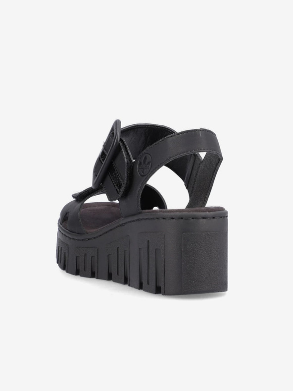 Rieker Čierne dámske sandále na podpätku Rieker