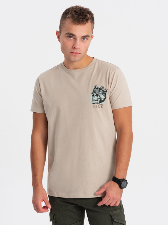 Ombre Clothing Béžové pánske tričko Ombre Clothing