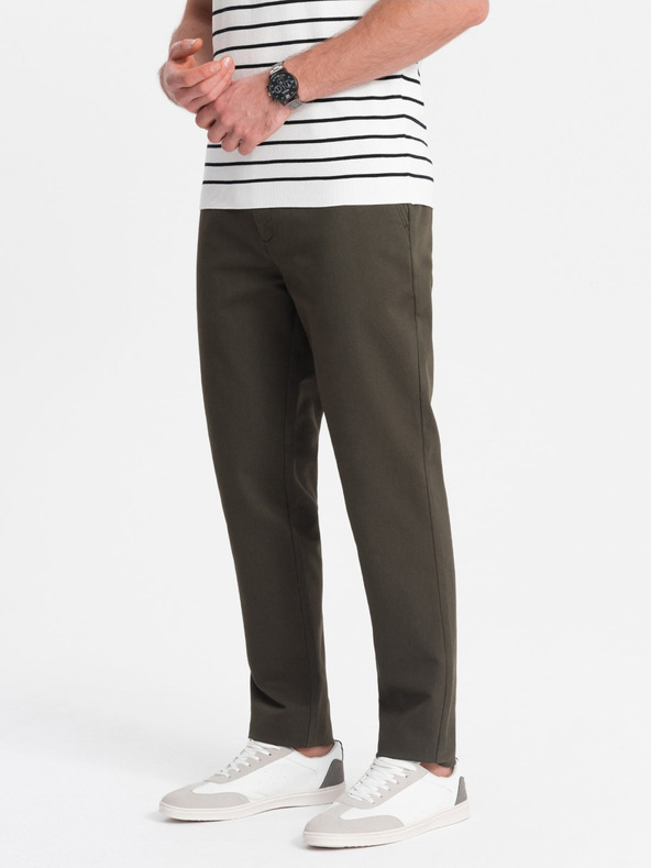 Ombre Clothing Khaki pánske chino nohavice Ombre Oblečenie
