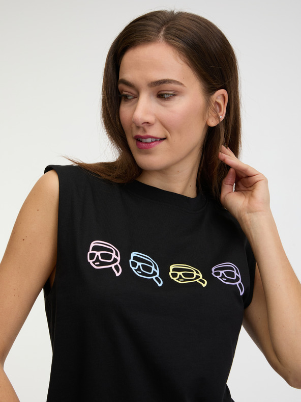 Karl Lagerfeld Čierne dámske tielko KARL LAGERFELD Ikonik 2.0 Outline Tank