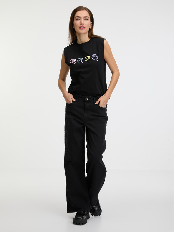 Karl Lagerfeld Čierne dámske tielko KARL LAGERFELD Ikonik 2.0 Outline Tank