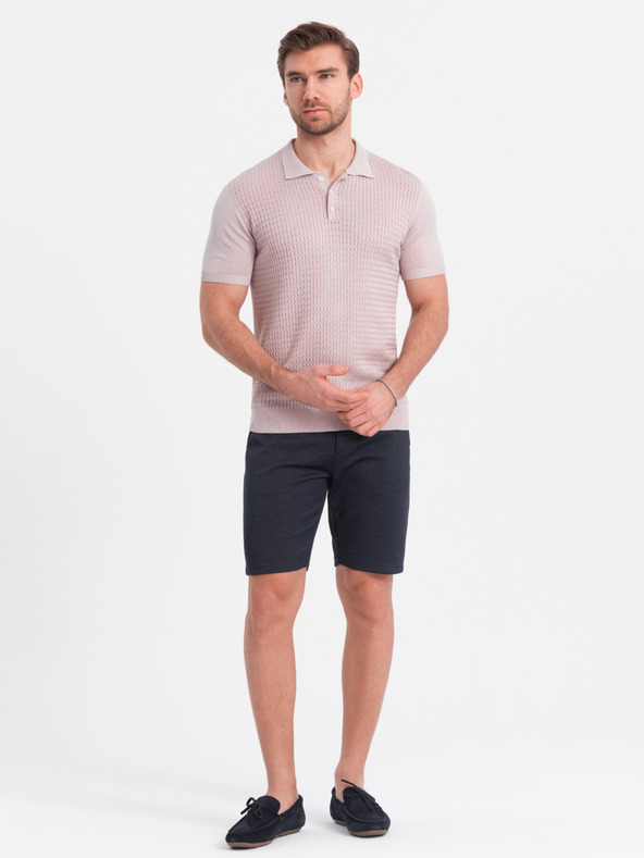 Ombre Clothing Tmavomodré pánske šortky s vreckami Ombre Clothing