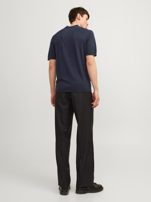 Jack & Jones Tmavomodrá pánska polokošeľa zo zmesi ľanu Jack & Jones Cigor