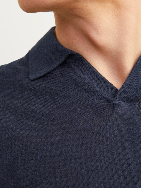 Jack & Jones Tmavomodrá pánska polokošeľa zo zmesi ľanu Jack & Jones Cigor