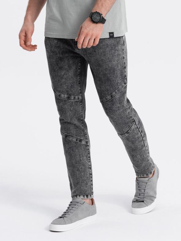 Ombre Clothing Šedé pánske slim fit džínsy Ombre Clothing