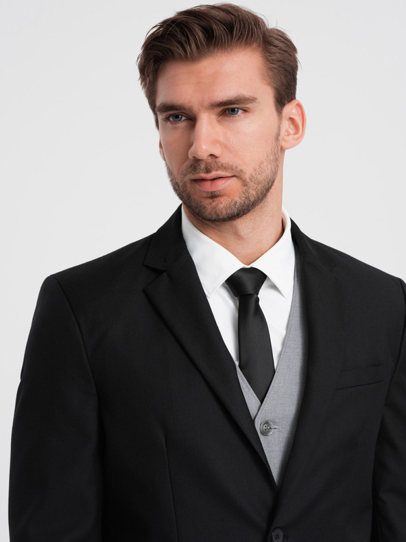 Ombre Clothing Čierna pánska bunda Ombre Oblečenie