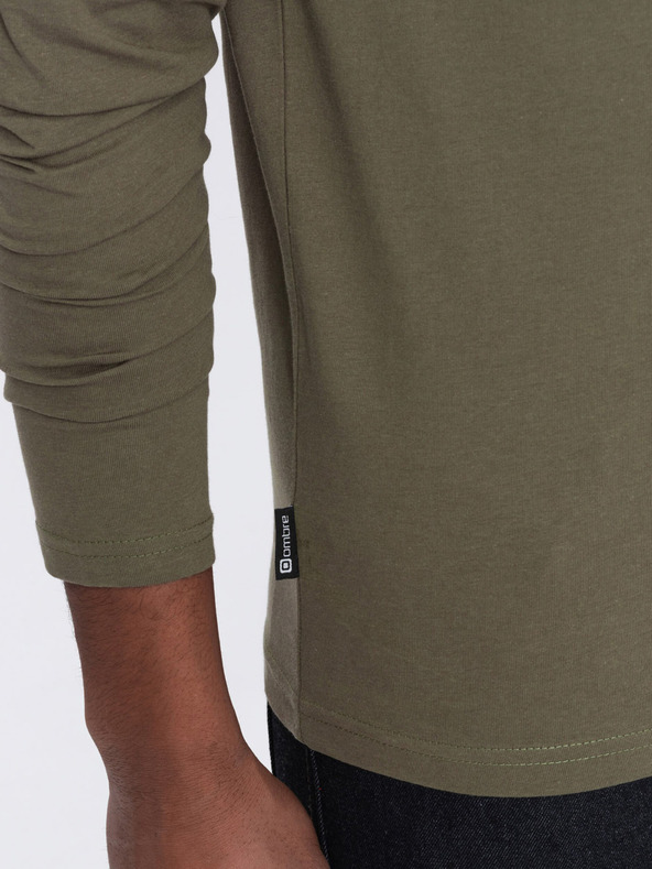Ombre Clothing Khaki pánske základné tričko Ombre Clothing