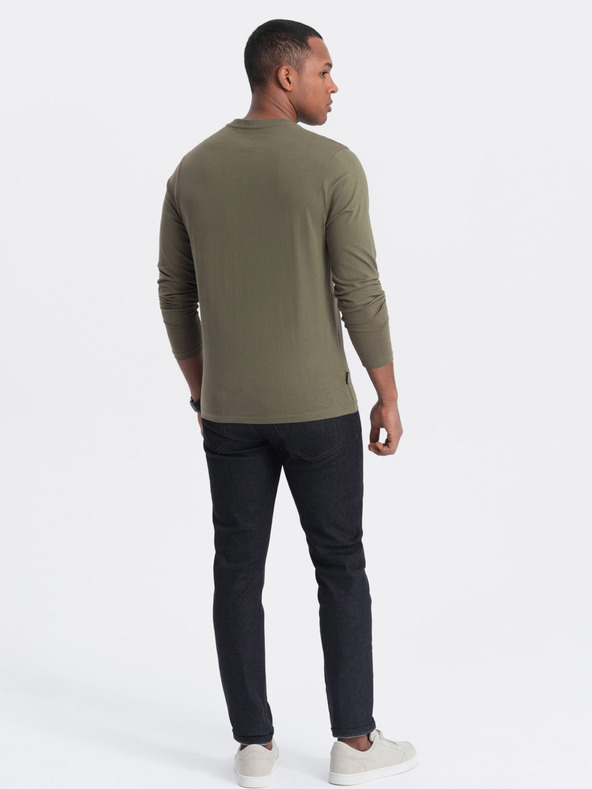 Ombre Clothing Khaki pánske základné tričko Ombre Clothing