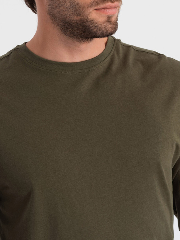 Ombre Clothing Khaki pánske základné tričko Ombre Clothing