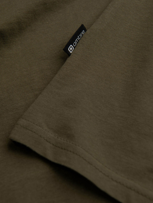 Ombre Clothing Khaki pánske základné tričko Ombre Clothing