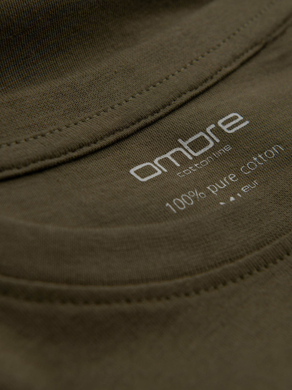 Ombre Clothing Khaki pánske základné tričko Ombre Clothing