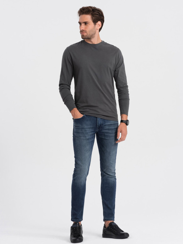 Ombre Clothing Tmavosivé pánske základné tričko Ombre Clothing