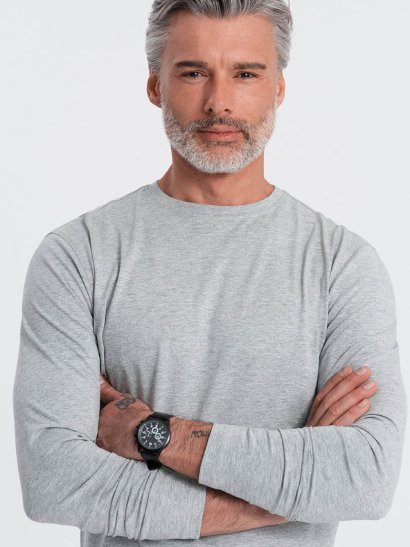 Ombre Clothing Šedé pánske základné tričko Ombre Clothing