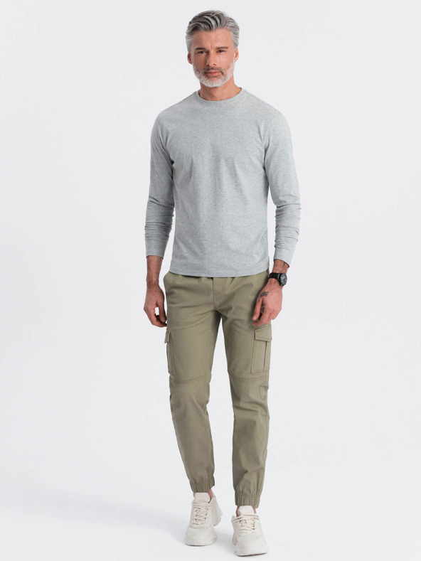 Ombre Clothing Šedé pánske základné tričko Ombre Clothing