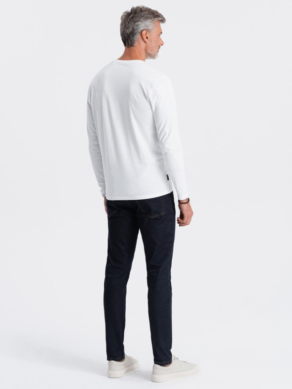 Ombre Clothing Biele pánske základné tričko Ombre Oblečenie