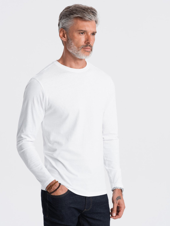 Ombre Clothing Biele pánske základné tričko Ombre Oblečenie