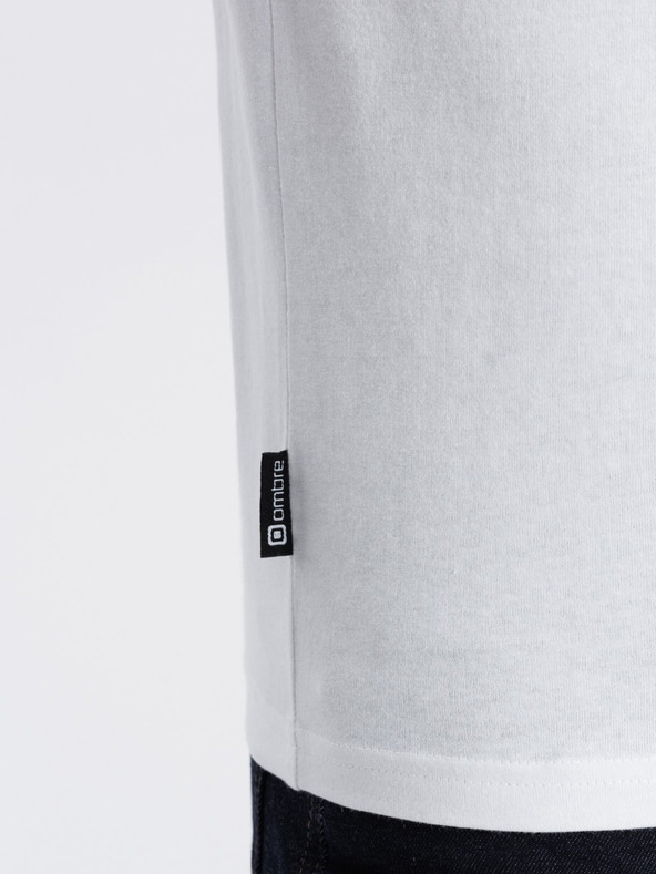 Ombre Clothing Biele pánske základné tričko Ombre Oblečenie