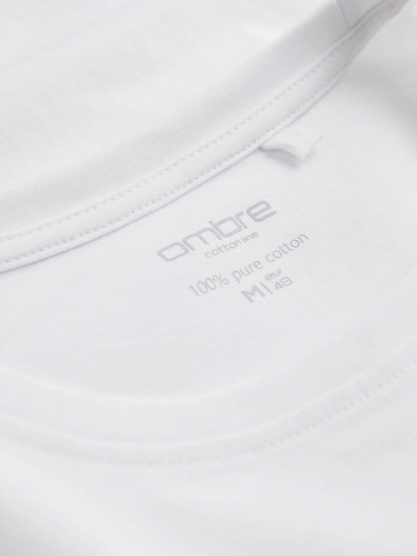 Ombre Clothing Biele pánske základné tričko Ombre Oblečenie