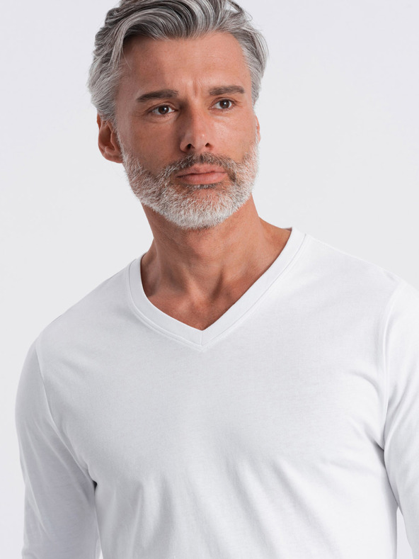 Ombre Clothing Biele pánske základné tričko Ombre Oblečenie