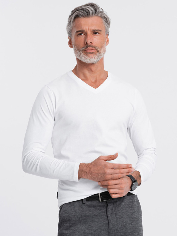 Ombre Clothing Biele pánske základné tričko Ombre Oblečenie