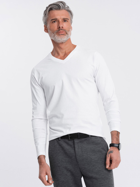 Ombre Clothing Biele pánske základné tričko Ombre Oblečenie