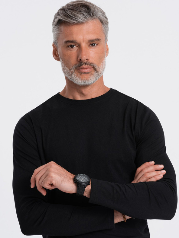 Ombre Clothing Čierne pánske základné tričko Ombre Clothing