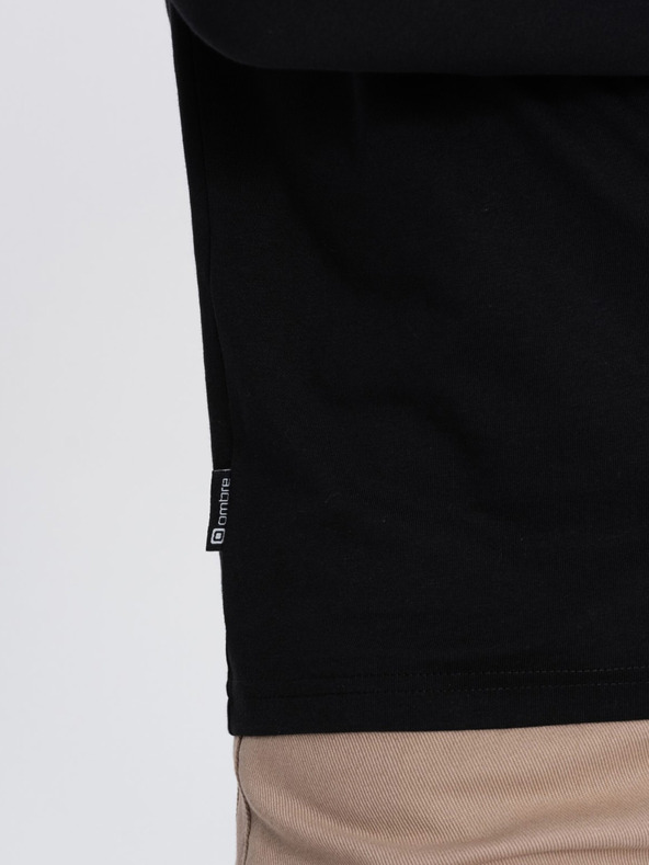 Ombre Clothing Čierne pánske základné tričko Ombre Clothing
