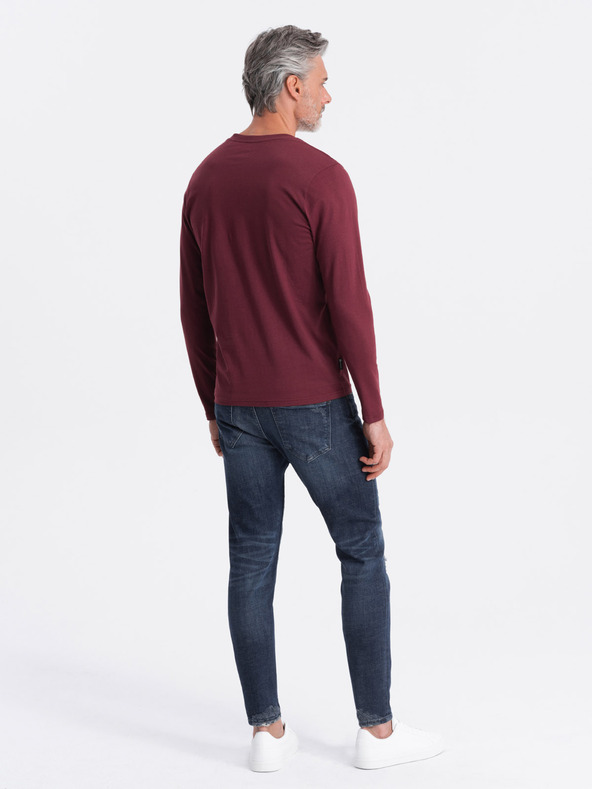 Ombre Clothing Vínové pánske tričko Ombre Clothing