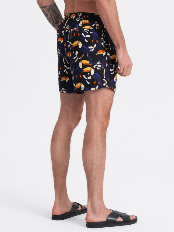 Ombre Clothing Oranžovo-modré pánske vzorované plavky Ombre Clothing Toucan