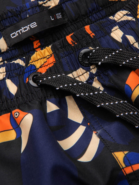 Ombre Clothing Oranžovo-modré pánske vzorované plavky Ombre Clothing Toucan