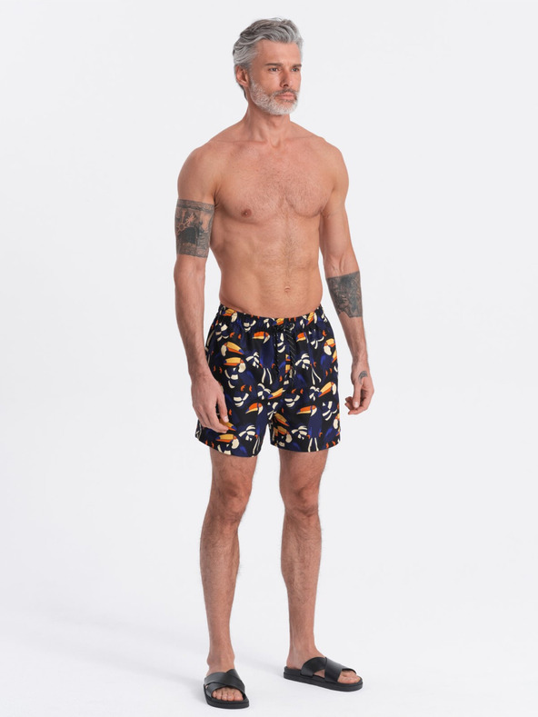 Ombre Clothing Oranžovo-modré pánske vzorované plavky Ombre Clothing Toucan