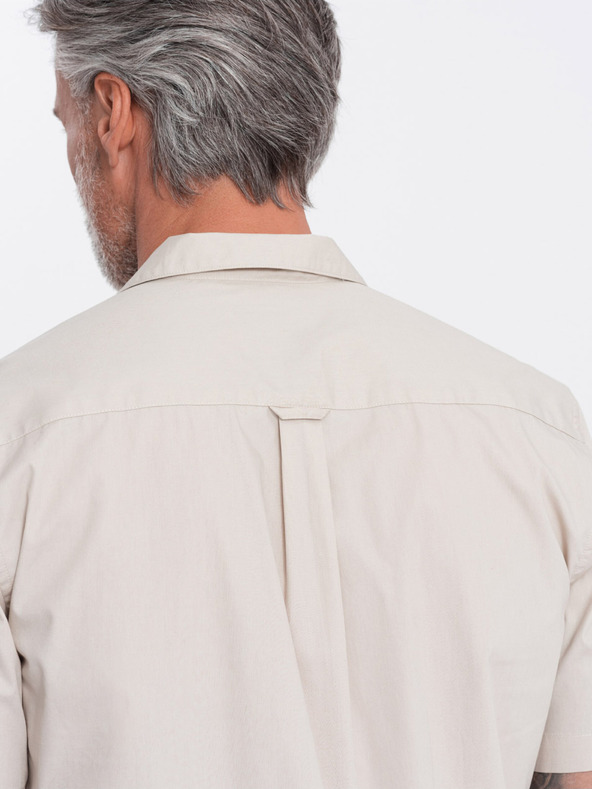 Ombre Clothing Krémové pánske tričko s krátkym rukávom Ombre Oblečenie