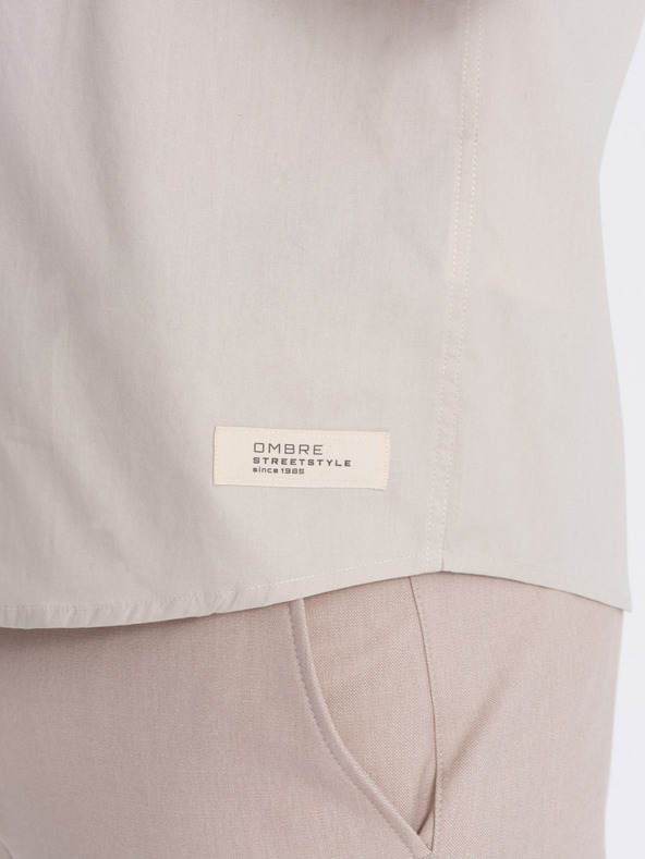 Ombre Clothing Krémové pánske tričko s krátkym rukávom Ombre Oblečenie