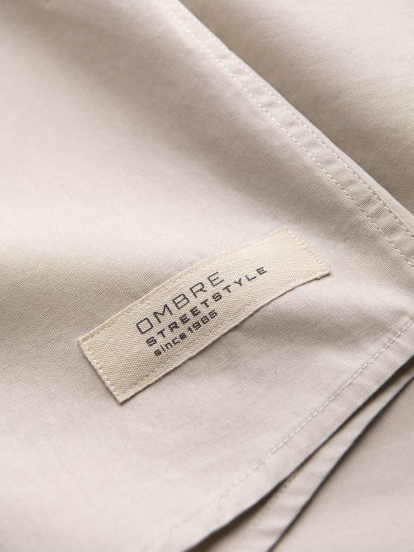 Ombre Clothing Krémové pánske tričko s krátkym rukávom Ombre Oblečenie