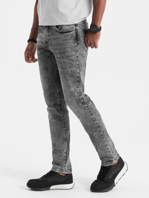 Ombre Clothing Šedé pánske slim fit džínsy Ombre Clothing