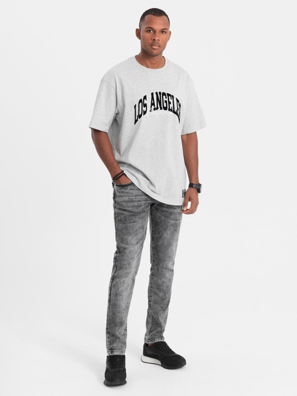 Ombre Clothing Šedé pánske slim fit džínsy Ombre Clothing